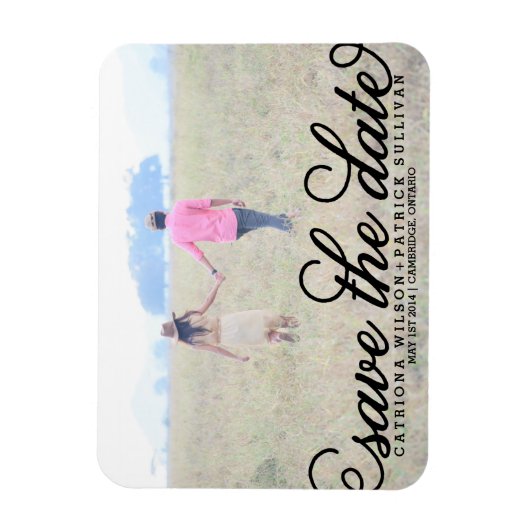 Schwarzes Skript-Foto Speichern Sie die Datumsmagn Magnet (Vertikal)