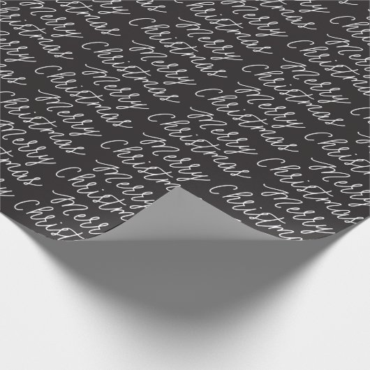 SCHWARZES SKRIPT-FROHE WEIHNACHT-PACKPAPIER GESCHENKPAPIER (Ecke)