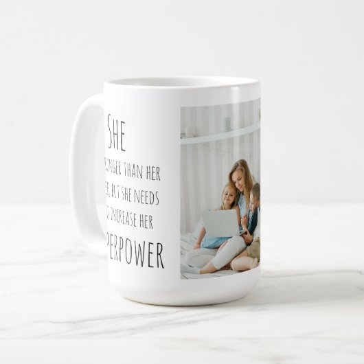 Schwarzes Skript | Funny Zitat | Ein Foto Kaffeetasse (Vorderseite Links)