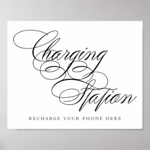 Schwarzes Skript für die Elegant-Ladestation Tab Poster