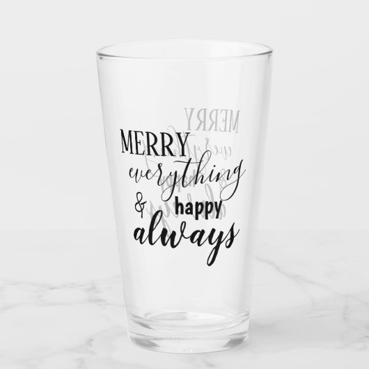 Schwarzes Skript Merry Everything & Happy Immer Glas (Rückseite)