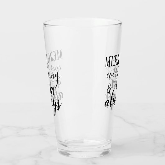 Schwarzes Skript Merry Everything & Happy Immer Glas (Links)