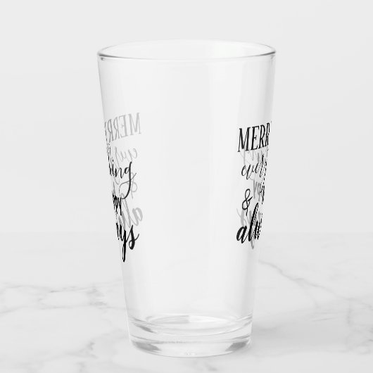 Schwarzes Skript Merry Everything & Happy Immer Glas (Rechts)