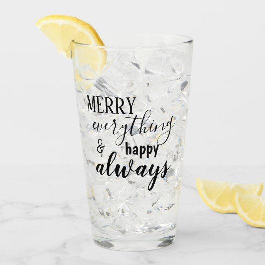 Schwarzes Skript Merry Everything & Happy Immer Glas (Vorderseite Ice)