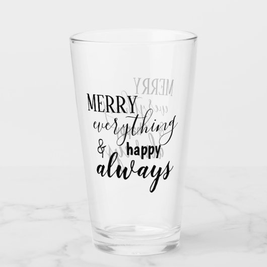 Schwarzes Skript Merry Everything & Happy Immer Glas (Vorderseite)