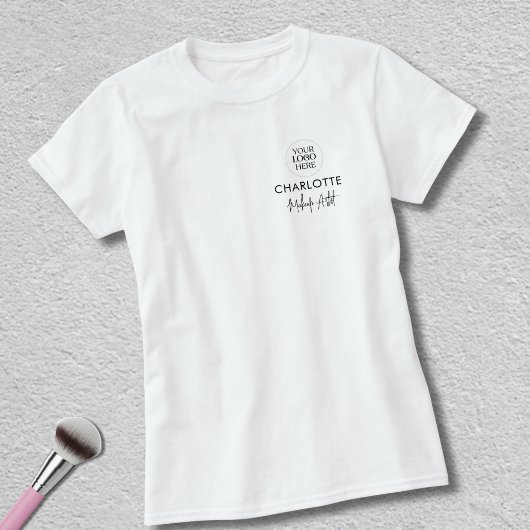 Schwarzes Skript Mitarbeiter Name Geschäftslogo Ma T-Shirt
