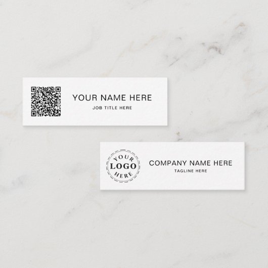 Schwarzes Skript QR für das Design einer weißen Mi Telefonnummerkarte (Vorne/Hinten)