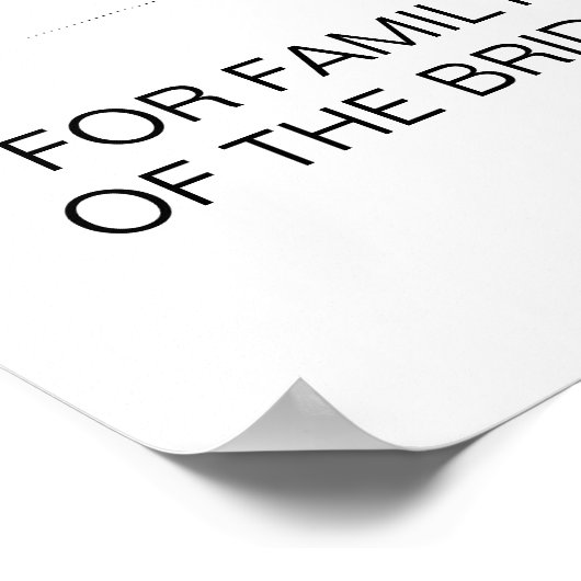 Schwarzes Skript reserviert Table Wedding Sign Poster (Ecke)