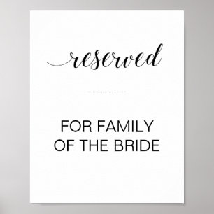 Schwarzes Skript reserviert Table Wedding Sign Poster