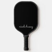 Schwarzes Skript | Stilvolle Monogram Modern Pickleball Schläger (Vorderseite)
