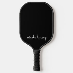 Schwarzes Skript Stilvolle Monogram Modern Pickleball Schläger