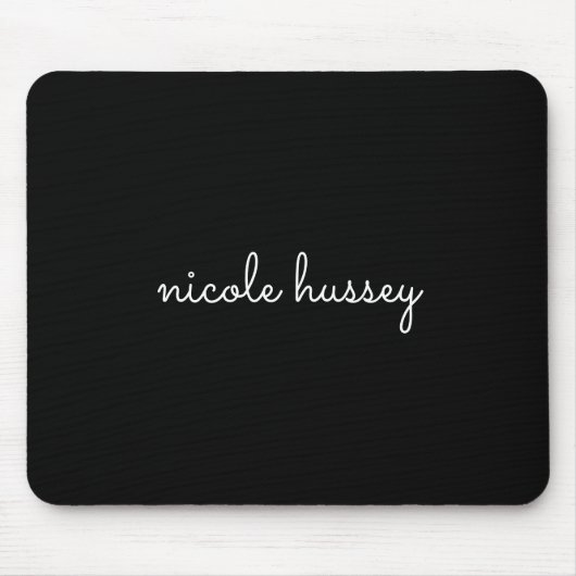 Schwarzes Skript | Stilvolle Monogram Moderne Mini Mousepad (Vorne)
