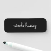 Schwarzes Skript | Stilvolle Monogram Moderne Mini Namensschild (Beispiel)