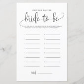 Schwarzes Skript wie alt war das Brautduschenspiel (Vorderseite)