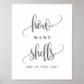 Schwarzes Skript Wie viele Muscheln spielen Sie au Poster (Vorne)