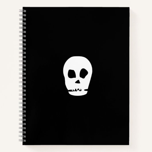Schwarzes Skull-Minimal-Notebook Notizblock (Vorderseite)