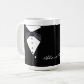 Schwarzes Smoking-Design Kaffeetasse (Vorderseite Links)