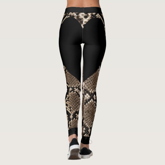 Schwarzes Snakeskin Herz Leggings (Rückseite)