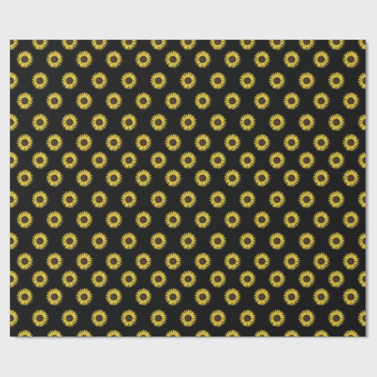 schwarzes Sonnenblumemuster-Packpapier Geschenkpapier (Flach)