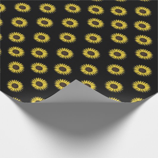 schwarzes Sonnenblumemuster-Packpapier Geschenkpapier (Ecke)