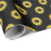 schwarzes Sonnenblumemuster-Packpapier Geschenkpapier (Rolleneckpunkt)