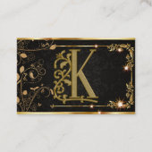 Schwarzes Sparkor-Gold-Letter-Monogramm Visitenkarte (Vorderseite)