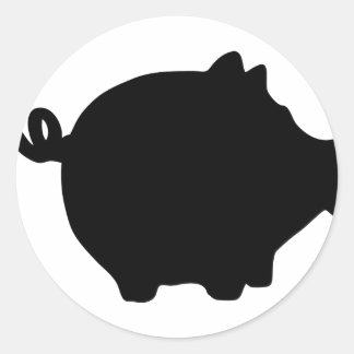 Schwarzes Sparschwein Runder Aufkleber