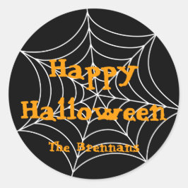 Schwarzes Spinnennetz-Halloween-Etikett Runder Aufkleber