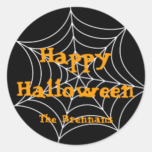 Schwarzes Spinnennetz-Halloween-Etikett Runder Aufkleber