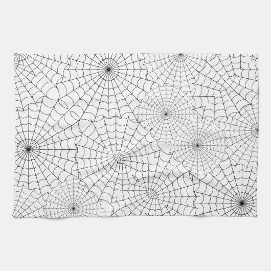 Schwarzes Spinnennetz Halloween Geschirrtuch (Horizontal)