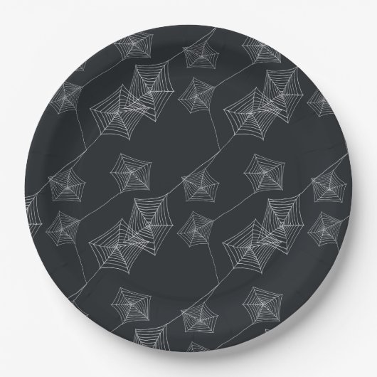 Schwarzes Spinnennetz Halloween-Party Pappteller (Vorderseite)