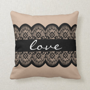 Schwarzes Spitze-Band-kundenspezifisches Kissen