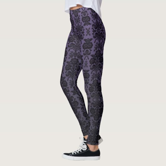 Schwarzes Spitze-Damast-Muster Leggings (Links)