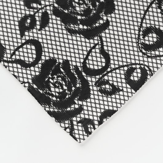 Schwarzes Spitzemuster auf weißem Hintergrund Fleecedecke (Ecke)
