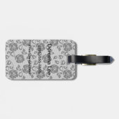Schwarzes Spitzemuster auf weißem Hintergrund Gepäckanhänger (Rückseite horizontal)