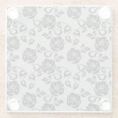 Schwarzes Spitzemuster auf weißem Hintergrund Glasuntersetzer (Rückseite)