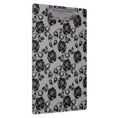 Schwarzes Spitzemuster auf weißem Hintergrund Klemmbrett (Rechts)