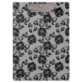 Schwarzes Spitzemuster auf weißem Hintergrund Klemmbrett (Vorderseite)