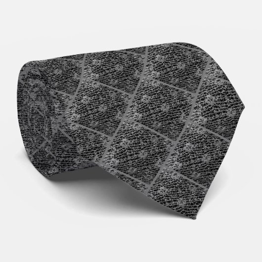 SCHWARZES SPITZENLOOK KRAWATTE (Gerollt)