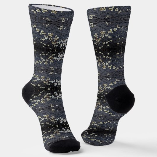 Schwarzes Spitzenmuster Baumrinde Socken (Gewinkelt)