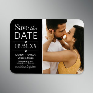 Schwarzes Split-Panel-Foto - 'Save the Date' Magnet