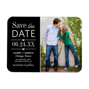 Schwarzes Split-Panel-Foto - 'Save the Date' Magnet