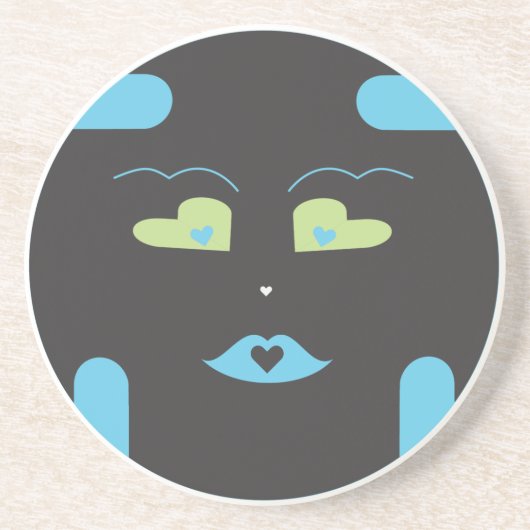 Schwarzes Sponap Coaster.ai Sandstein Untersetzer (Vorne)