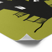 Schwarzes Spuk Haus auf einem grünen Hintergrund Poster (Ecke)