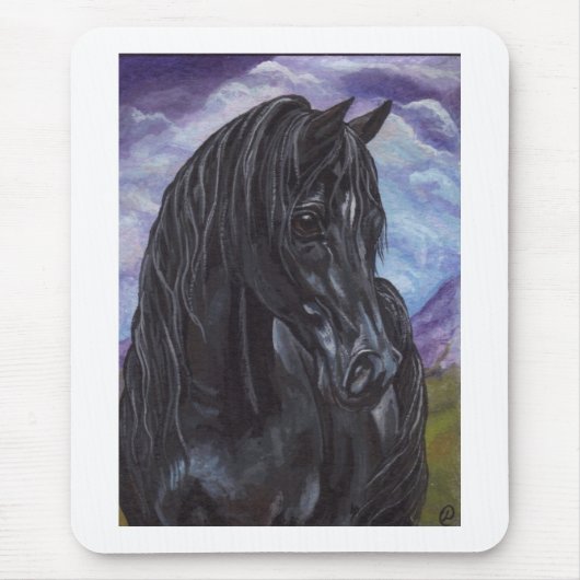 SCHWARZES STALLIONS-PFERD Mousepad (Vorne)