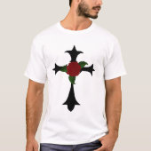 Schwarzes Stamm Tattoo Kreuz mit einer Rote Rose S T-Shirt (Vorderseite)