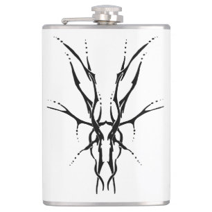 Schwarzes Stammeshirsch-Schädel-Jagd-Design Flachmann