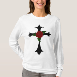 Schwarzes Stammeskreuz mit einer Rote Rose-Hoody T-Shirt