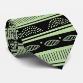 Schwarzes Stammesmuster auf Minzgrün Krawatte (Gerollt)