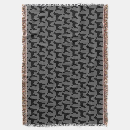 Schwarzes Standardpudel-Silhouette-Muster Decke (Vorderseite Vertikal)